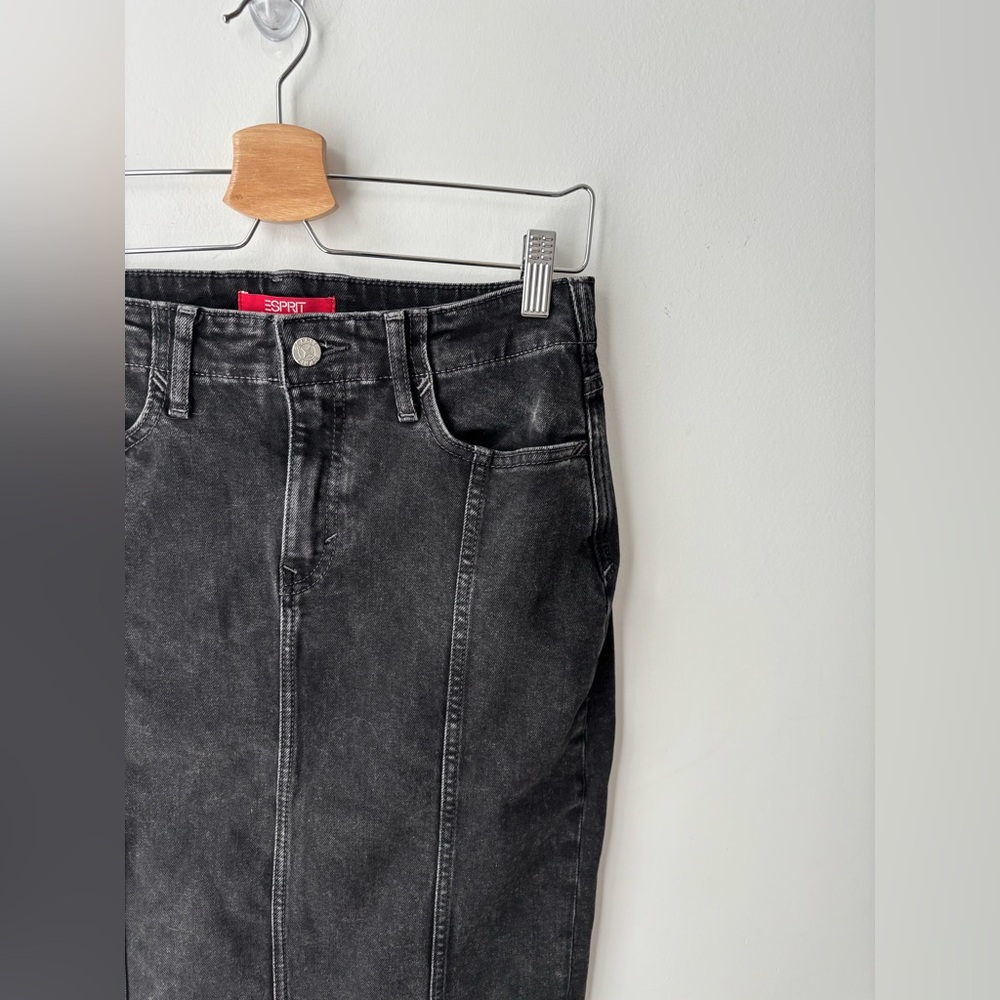 Esprit Black Denim Maxi Skirt High Waisted Stretch Pencil Skirt Size 26 - Picture 2 of 11